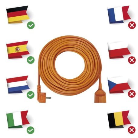 Hosszabbító 30 m / 1 aljzat / narancssárga / PVC / 250 V / 1,5 mm2