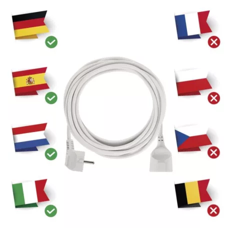 Hosszabbító 7 m / 1 aljzat / fehér / PVC / 1,5 mm2