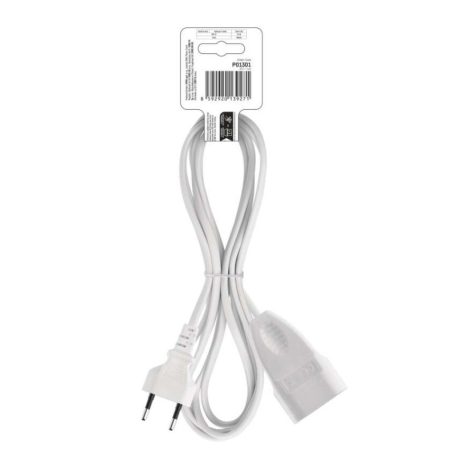 Hosszabbító 1,5 m / 1 aljzat / fehér / PVC / 0,75 mm2