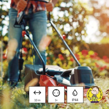 Hosszabbító 10 m / 1 aljzat / fekete / gumi-neoprén / 250 V / 1,5 mm2