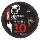 Hosszabbító 10 m / 1 aljzat / fekete / gumi-neoprén / 250 V / 1,5 mm2