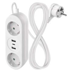   Hosszabbító 1,4 m / 2 aljzat+2×USB-A+1×USB-C / fehér / PVC / 1,5 mm2