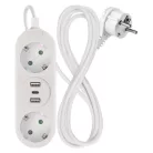 Hosszabbító 1,4 m / 2 aljzat+2×USB-A+1×USB-C / fehér / PVC / 1,5 mm2