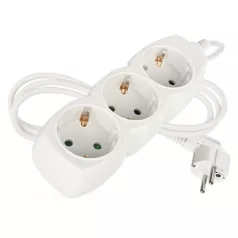 Hosszabbító 1,5 m / 3 aljzat / fehér / PVC / 1,5 mm2