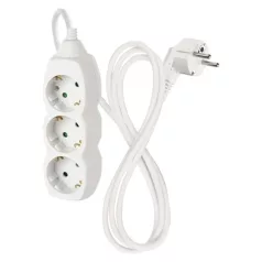 Hosszabbító 1,5 m / 3 aljzat / fehér / PVC / 1 mm2