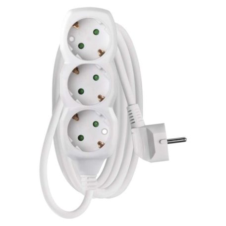 Hosszabbító 2 m / 3 aljzat / fehér / PVC / 1 mm2