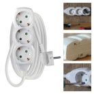 Hosszabbító 3 m / 3 aljzat / fehér / PVC / 1,5 mm2