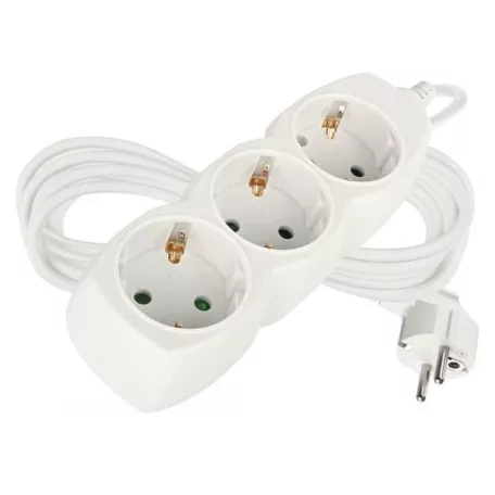 Hosszabbító 5 m / 3 aljzat / fehér / PVC / 1,5 mm2