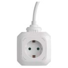Hosszabbító - kocka 1,9 m / 4 aljzat / fehér / PVC / USB / 1,5 mm2