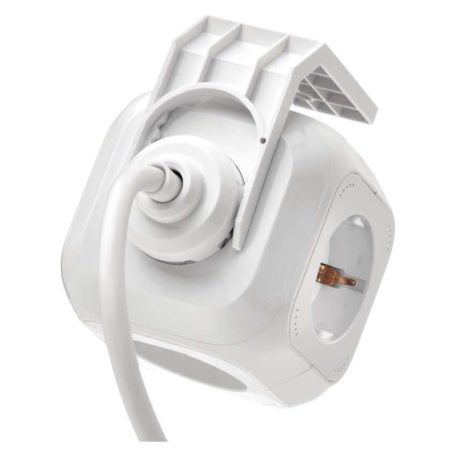 Hosszabbító - kocka 1,9 m / 4 aljzat / fehér / PVC / USB / 1,5 mm2