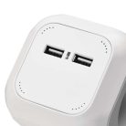 Hosszabbító - kocka 1,9 m / 4 aljzat / fehér / PVC / USB / 1,5 mm2