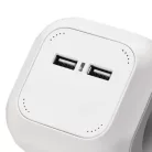 Hosszabbító - kocka 1,9 m / 4 aljzat / fehér / PVC / USB / 1,5 mm2