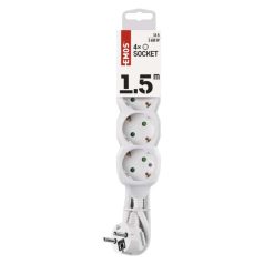 Hosszabbító 1,5 m / 4 aljzat / fehér / PVC / 1 mm2