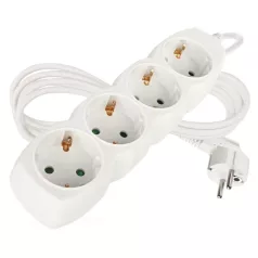Hosszabbító 2 m  /  4 aljzat  /  fehér  /  PVC  /  1 mm2