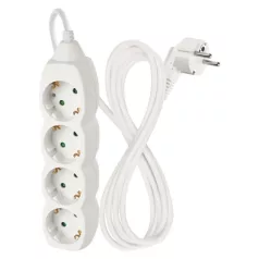 Hosszabbító 2 m  /  4 aljzat  /  fehér  /  PVC  /  1 mm2