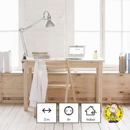 Hosszabbító 3 m / 4 aljzat / fehér / PVC / 1,5 mm2