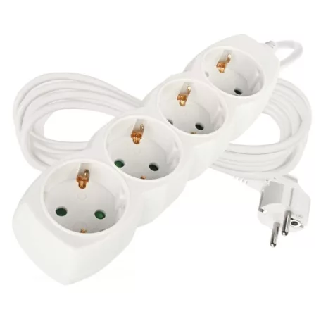 Hosszabbító 5 m / 4 aljzat / fehér / PVC / 1,5 mm2