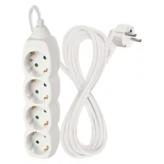 Hosszabbító 5 m / 4 aljzat / fehér / PVC / 1,5 mm2