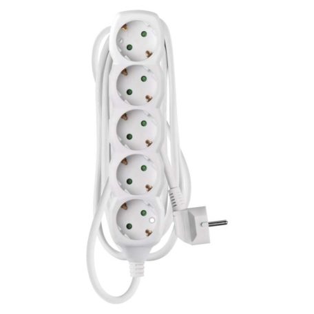 Hosszabbító 3 m / 5 aljzat / fehér / PVC / 1,5 mm2