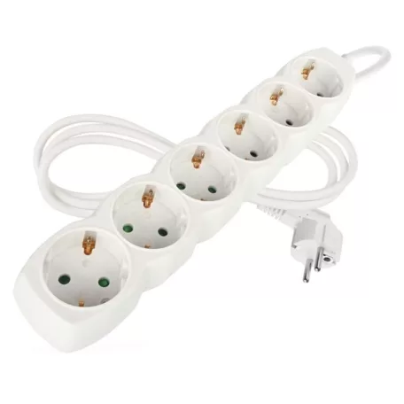 Hosszabbító 1,4 m  /  6 aljzat  /  fehér  /  PVC  /  1 mm2