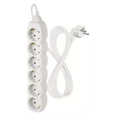 Hosszabbító 2 m / 6 aljzat / fehér / PVC / 1 mm2