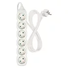 Hosszabbító 2 m / 6 aljzat / fehér / PVC / 1 mm2