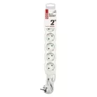 Hosszabbító 2 m / 6 aljzat / fehér / PVC / 1 mm2