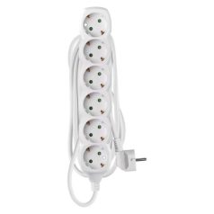 Hosszabbító 3 m / 6 aljzat / fehér / PVC / 1,5 mm2