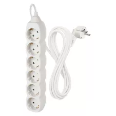 Hosszabbító 3 m / 6 aljzat / fehér / PVC / 1,5 mm2