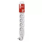 Hosszabbító 3 m / 6 aljzat / fehér / PVC / 1,5 mm2