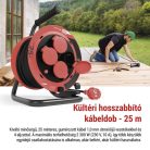 Kültéri kábeldob 25 m / 4 aljzat / fekete / gumi / 230V/400V / 1,0 mm2