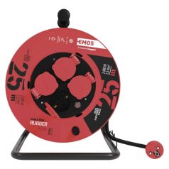   Kültéri kábeldob 25 m / 4 aljzat / fekete / gumi / 230 V / 1,5 mm2