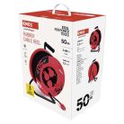 Kültéri kábeldob 50 m / 4 aljzat / fekete / gumi / 230 V / 1,5 mm2