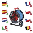 Fagyásálló kábeldob 50 m / 4 aljzat / kék / PVC / 230 V / 1,5 mm2