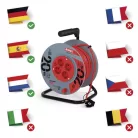 Kábeldob 20 m / 4 aljzat / piros / PVC / 230 V / 1 mm2