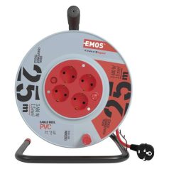 Kábeldob 25 m / 4 aljzat / piros / PVC / 230 V / 1,5 mm2