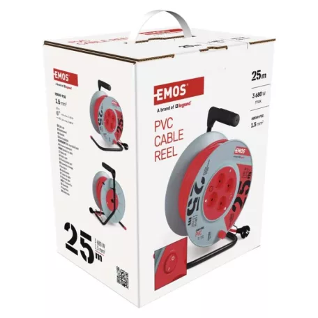 Kábeldob 25 m / 4 aljzat / piros / PVC / 230 V / 1,5 mm2