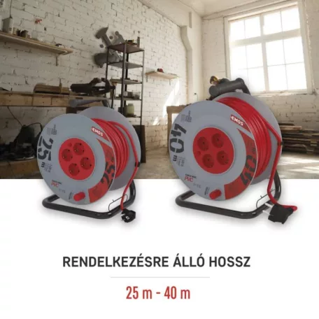 Kábeldob 25 m / 4 aljzat / fekete / PVC / 230 V / 2,5 mm2