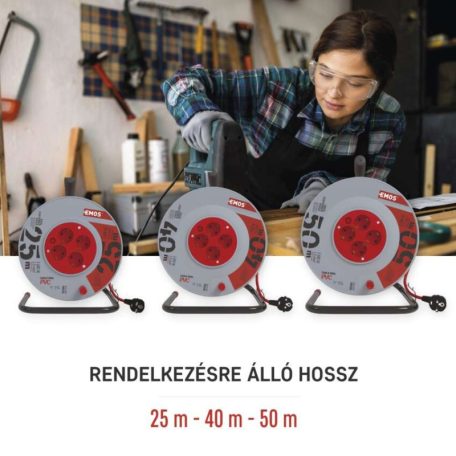 Kábeldob 25 m / 4 aljzat / narancssárga / PVC / 230 V / 1,5 mm2