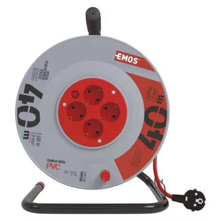 Kábeldob 40 m / 4 aljzat / narancssárga / PVC / 230 V / 1,5 mm2