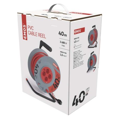 Kábeldob 40 m / 4 aljzat / narancssárga / PVC / 230 V / 1,5 mm2