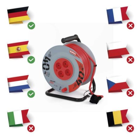 Kábeldob 40 m / 4 aljzat / narancssárga / PVC / 230 V / 1,5 mm2