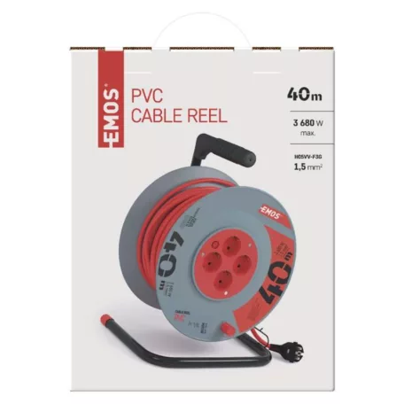 Kábeldob 40 m / 4 aljzat / narancssárga / PVC / 230 V / 1,5 mm2