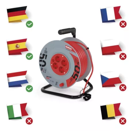 Kábeldob 50 m / 4 aljzat / narancssárga / PVC / 230 V / 1,5 mm2