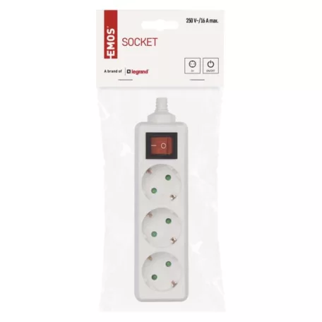 EMOS Elosztó (hosszabbító) vez nélk 3 aljzat kapcsolható