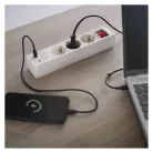 Hosszabbító 2 m / 3 aljzat / kapcsolós / fehér / 1× USB-A + 1× USB-C  / 1,5 mm2