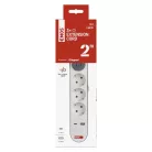 Hosszabbító 2 m / 3 aljzat / kapcsolós / fehér / 1× USB-A + 1× USB-C  / 1,5 mm2