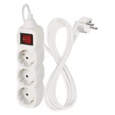   Hosszabbító 2 m / 3 aljzat / kapcsolós / fehér / PVC / 1 mm2