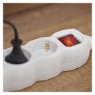 Hosszabbító 2 m / 3 aljzat / kapcsolós / fehér / PVC / 1 mm2