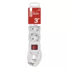 Hosszabbító 3 m / 3 aljzat / kapcsolós / fehér / PVC / 1,5 mm2